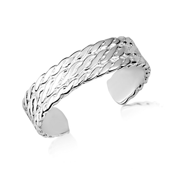.925 Sterling Silver Woman's Elegant Milgrain Weave Toe Ring