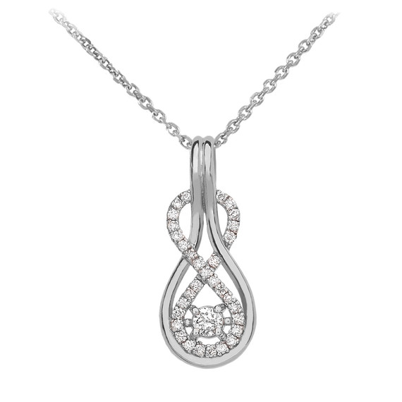 14k Diamond Infinity White Gold Pendant Necklace