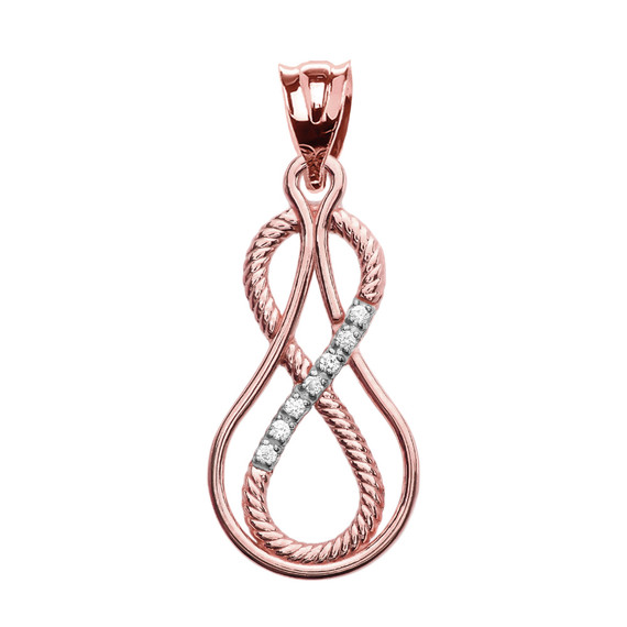 Infinity Diamond Rose Gold Rope Pendant Necklace