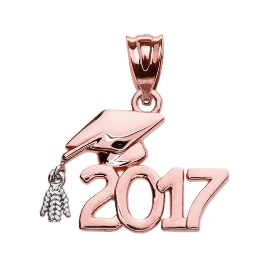 Class of 2017 Graduation Cap Pendant Necklace In Gold (Available in Yellow/Rose/White Gold)