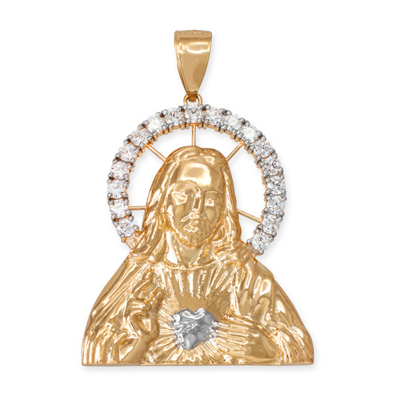 Yellow Gold Sacred Heart Of Jesus Pendant