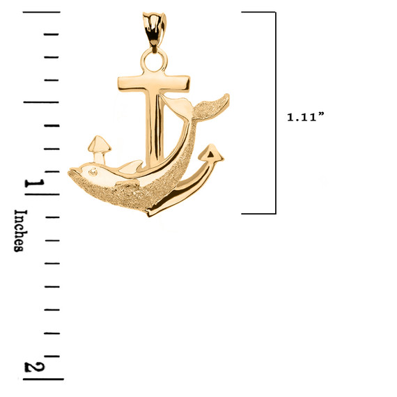 Gold Anchor Textured Dolphin Pendant Necklace (Available in Yellow/Rose/White Gold)