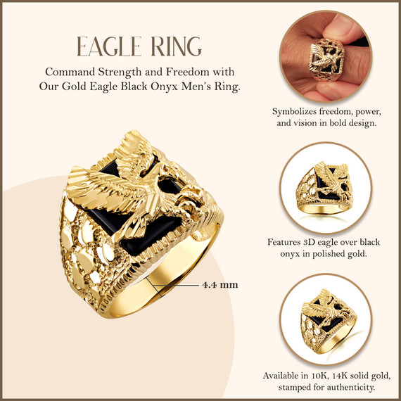 Gold Eagle Black Onyx Ring