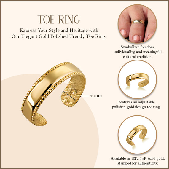 Gold Polished Trendy Toe Ring (Available in Yellow/Rose/White Gold)