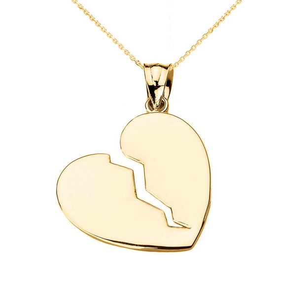 Gold Broken Heart Pendant Necklace (Available in Yellow/Rose/White Gold)