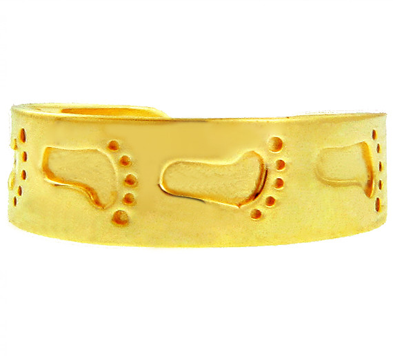 Bold Footprint Yellow Gold Toe Ring