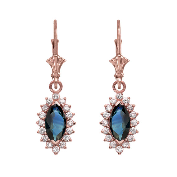 Diamond And Sapphire Rose Gold Dangling Earrings