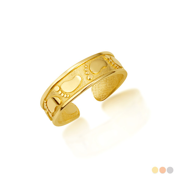 Gold Woman's Pathway Footprint Toe Ring