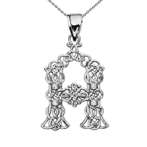 Celtic Knot Initial Pendant Necklace in Sterling Silver (A-Z)
