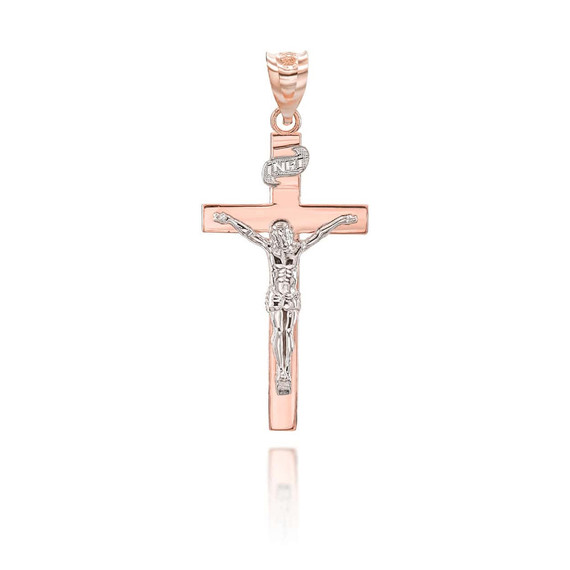 Yellow Gold Jesus Crucifix Cross Pendant Necklace (Available in Yellow/Rose/White)