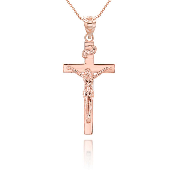 Rose Gold Jesus Crucifix Cross Pendant Necklace