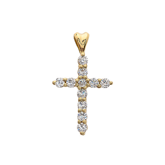 Diamond Cross Gold Pendant Necklace (Available in Yellow/Rose/White Gold)