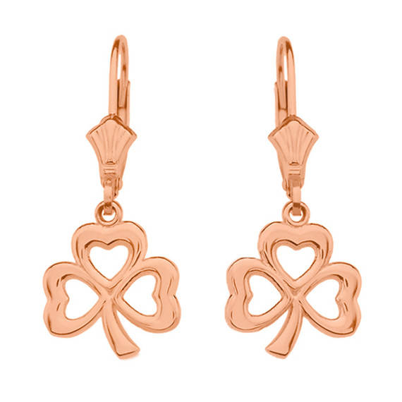 Gold Polished Lucky Shamrock Earrings(Available in Yellow/Rose/White Gold)