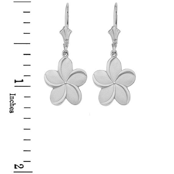 Sterling Silver Hawaiian Plumeria Flower Earrings Earrings