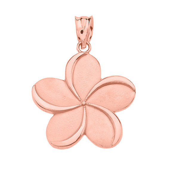 Rose Gold Hawaiian Plumeria Flower Pendant