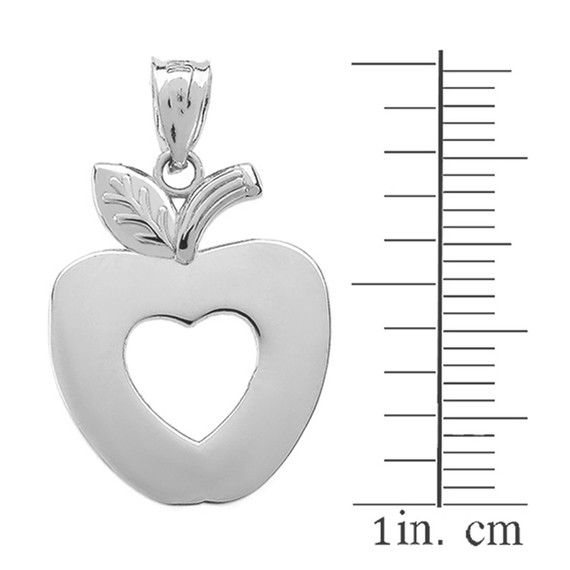 White Gold Apple Heart Pendant Necklace