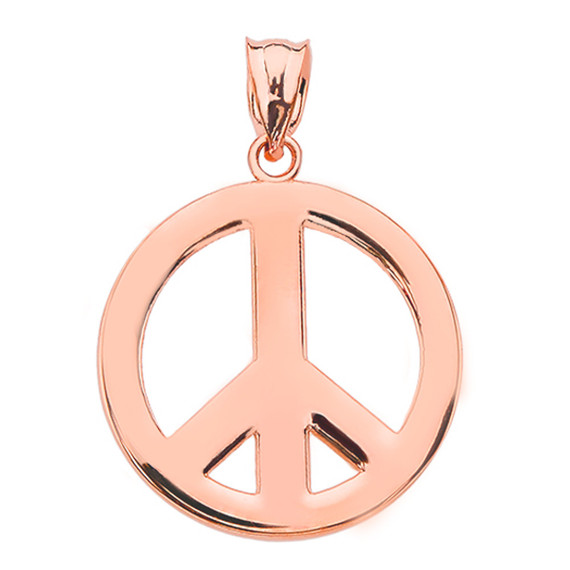 Yellow Gold Boho Peace Sign Pendant Necklace