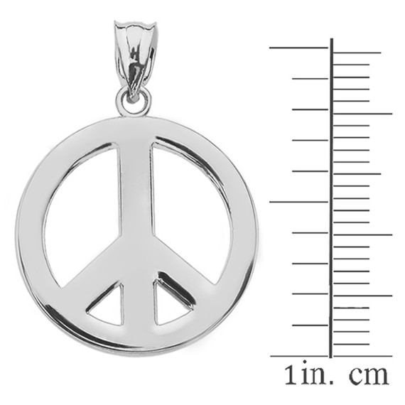 .925 Sterling Silver Boho Peace Sign Pendant Necklace