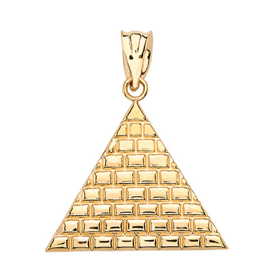 Yellow Gold Egyptian Pyramid Triangle Pendant Necklace