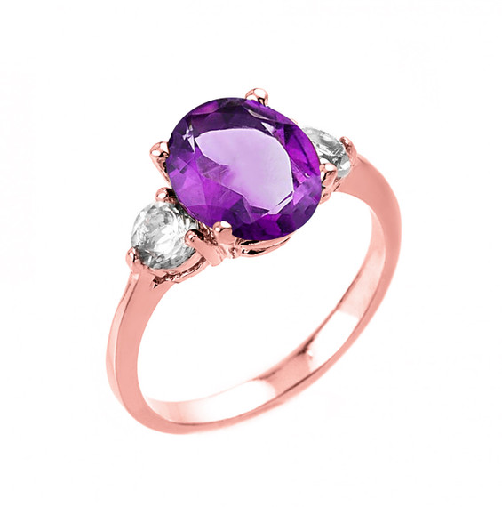Gold Birthstone and White Topaz Ring (Available in Yellow/Rose/White Gold)
