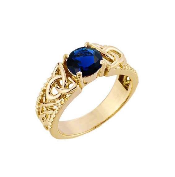 Yellow Gold Celtic Knot (LCS) Sapphire Gemstone Ring
