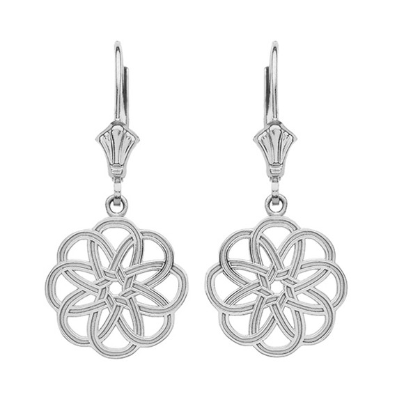 Sterling Silver Celtic Knot Round Flower Earrings