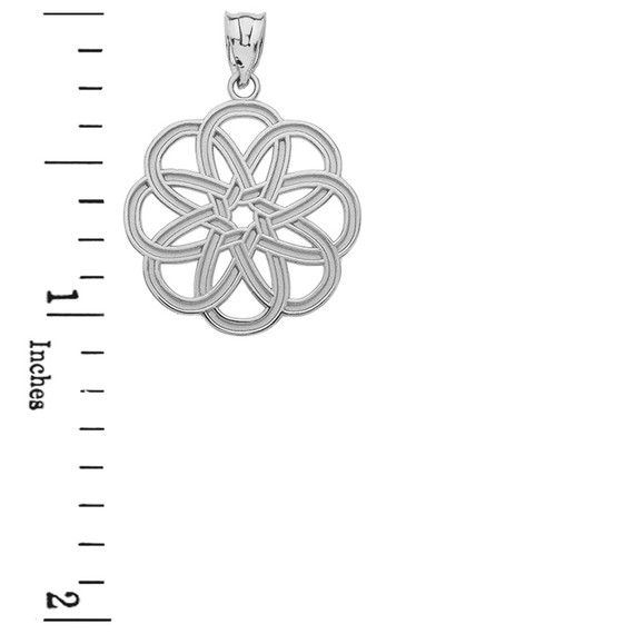 Sterling Silver Celtic Knot Round Flower Pendant Necklace