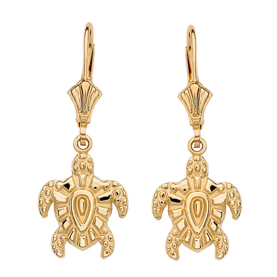 Gold Tribal Hawaiian Turtle  Earrings(Available in Yellow/Rose/White Gold)