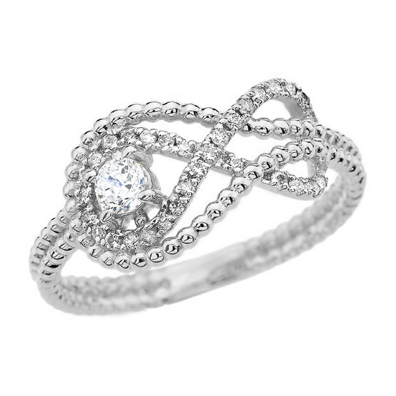 Diamond Infinity Beaded Ring in White Gold