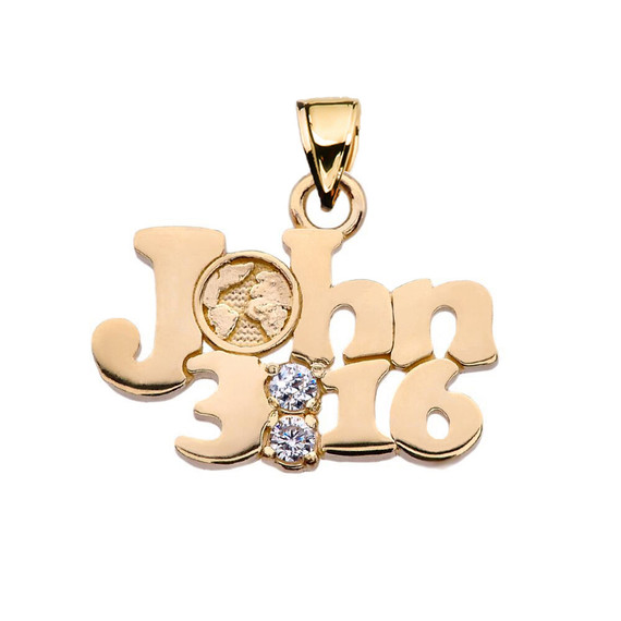 Yellow Gold John 3:16 Diamond Pendant Necklace