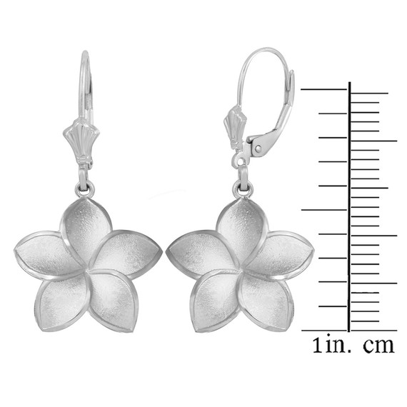 Sterling Silver Five Petal Diamond Cut Plumeria Flower Matte Earring Set (S/M/L)