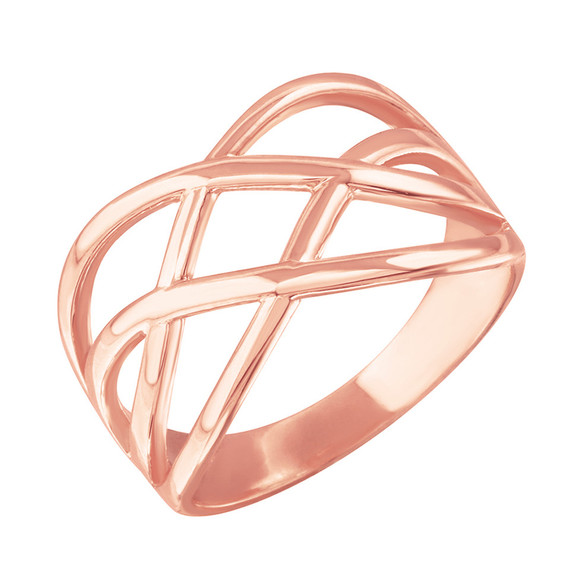 Rose Gold Celtic Knot Wide Band Women's Ring
