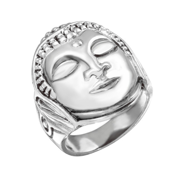 Sterling Silver Buddha Head Tibetan Medicinal Men's Ring