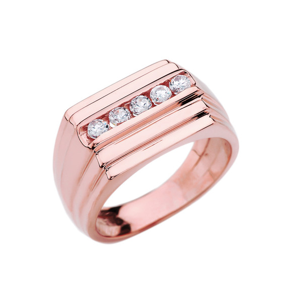 Rose Gold Channel Set 0.5 Carat Diamond Men's Ring