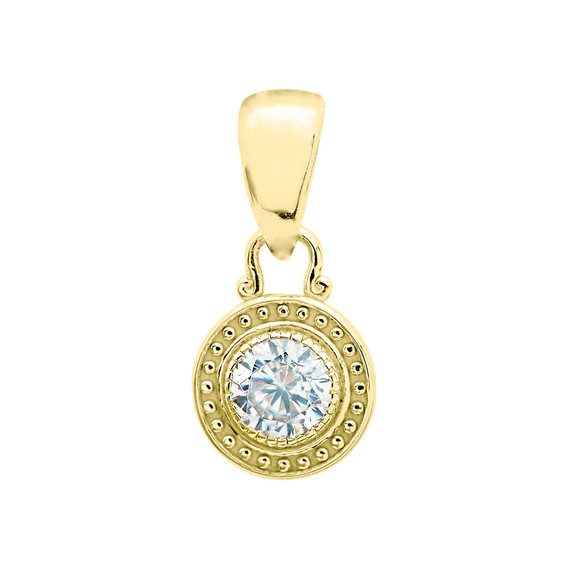 Solitaire Diamond Yellow Gold Pendant Necklace