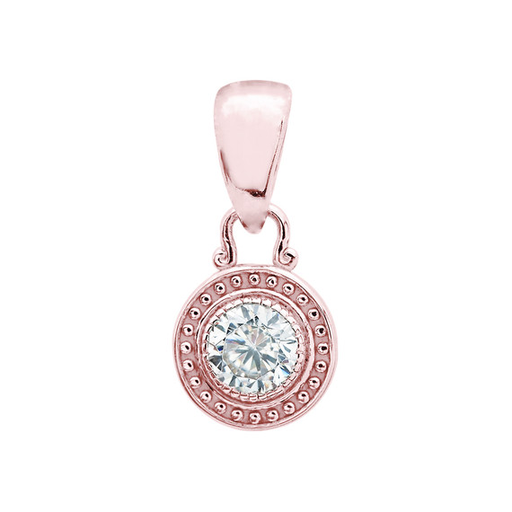 Solitaire Cubic Zirconia Rose Gold Pendant Necklace