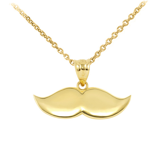 Gold Mustache Charm Pendant Necklace (Available in Yellow/Rose/White Gold)