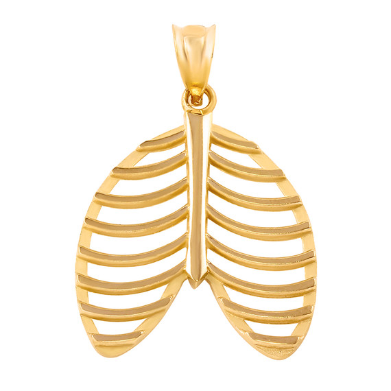 Gold Human Rib Cage Anatomy Pendant Necklace (Available in Yellow/Rose/White Gold)