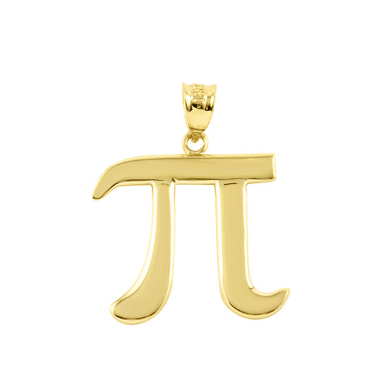 Gold Pi Symbol Math Pendant Necklace (Available in Yellow/Rose/White Gold)