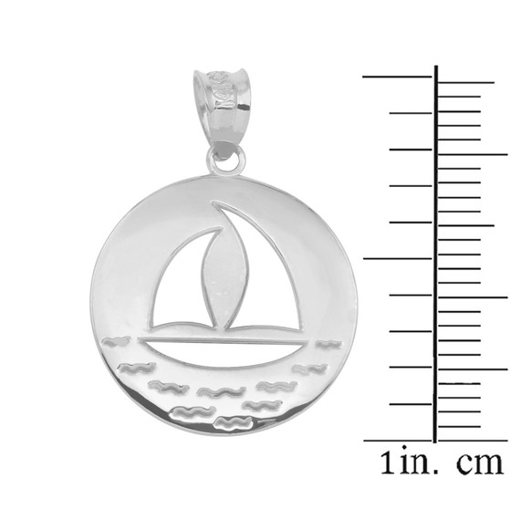 Sterling Silver Nautical Sailboat Silhouette Pendant Necklace