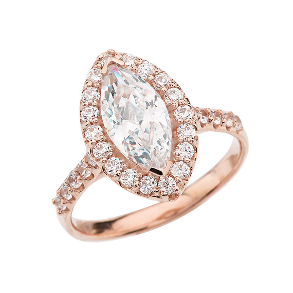 Rose Gold Engagement/Proposal Ring With Marquise Cut Cubic Zirconia