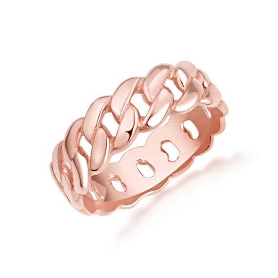 Rose Gold Cuban Link Chain Ring 5mm