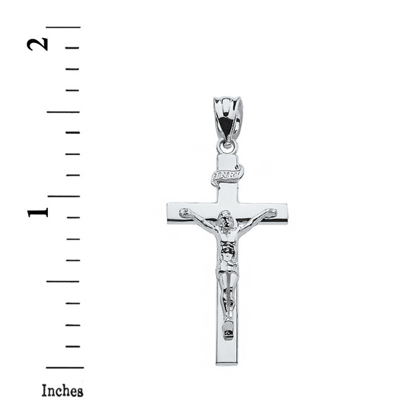 White Gold Jesus Crucifix Cross Pendant Necklace ( 1.60")