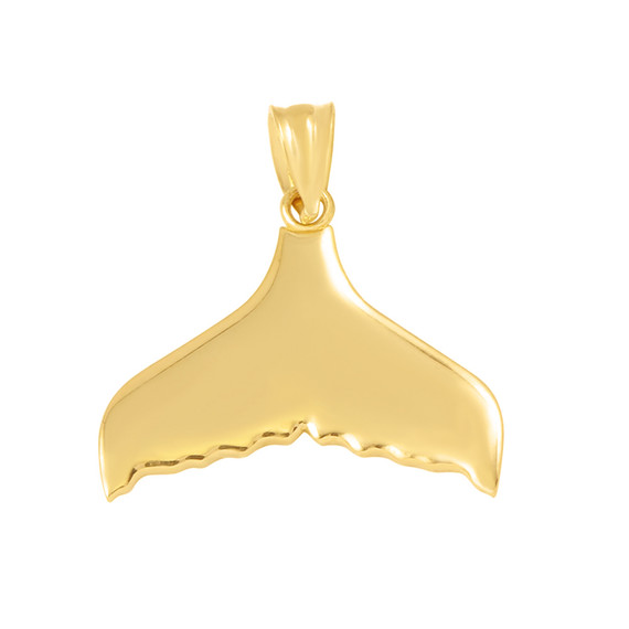 Yellow Gold Whale Tail Pendant Necklace