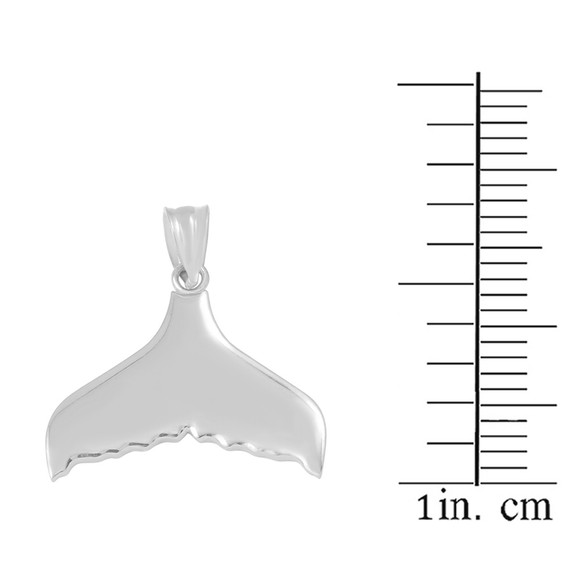 White Gold Whale Tail Pendant Necklace