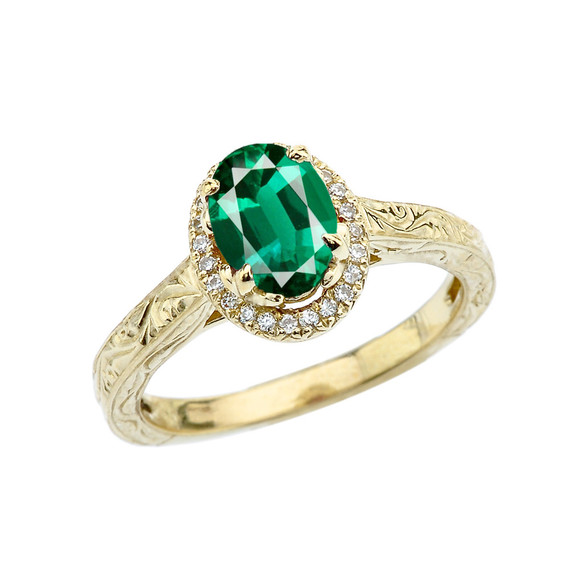 Gold Diamond Checkerboard Art Deco Halo Garnet Engagement/Proposal Ring(Available In Yellow/Rose/White Gold)