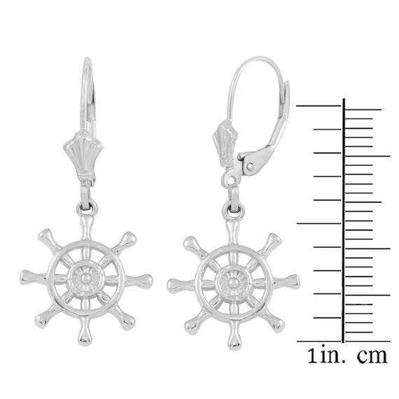Sterling Silver Nautical Ship Wheel Earring Set