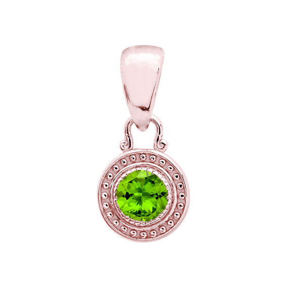 Solitaire Peridot Rose Gold Pendant Necklace