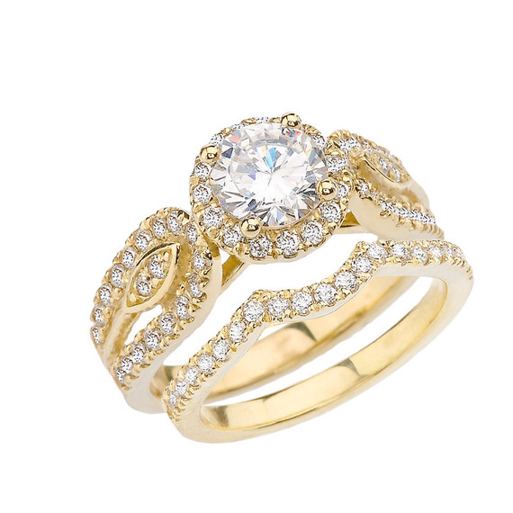 Elegant-Chic Halo Engagement Ring in Gold