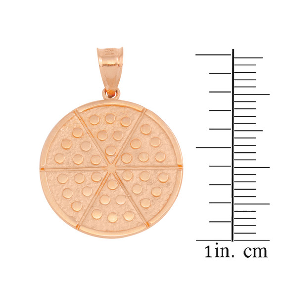 Rose Gold Six Slice Pizza Circle Pendant Necklace